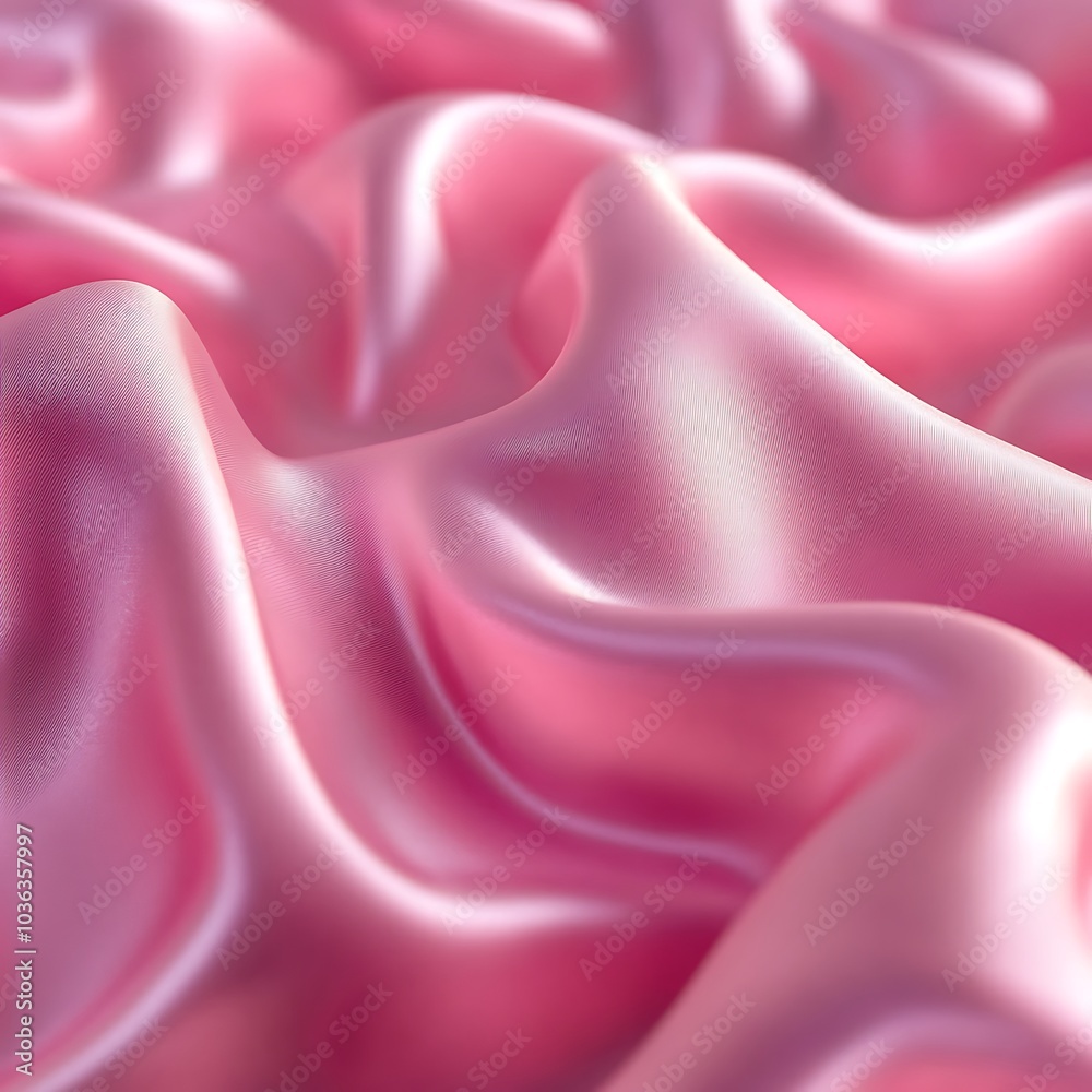 Fototapeta premium A close-up view of smooth, flowing pink satin fabric, showcasing its texture and sheen.