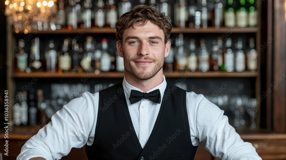 Handsome bartender in formal attire Handsome bartender in formal attire