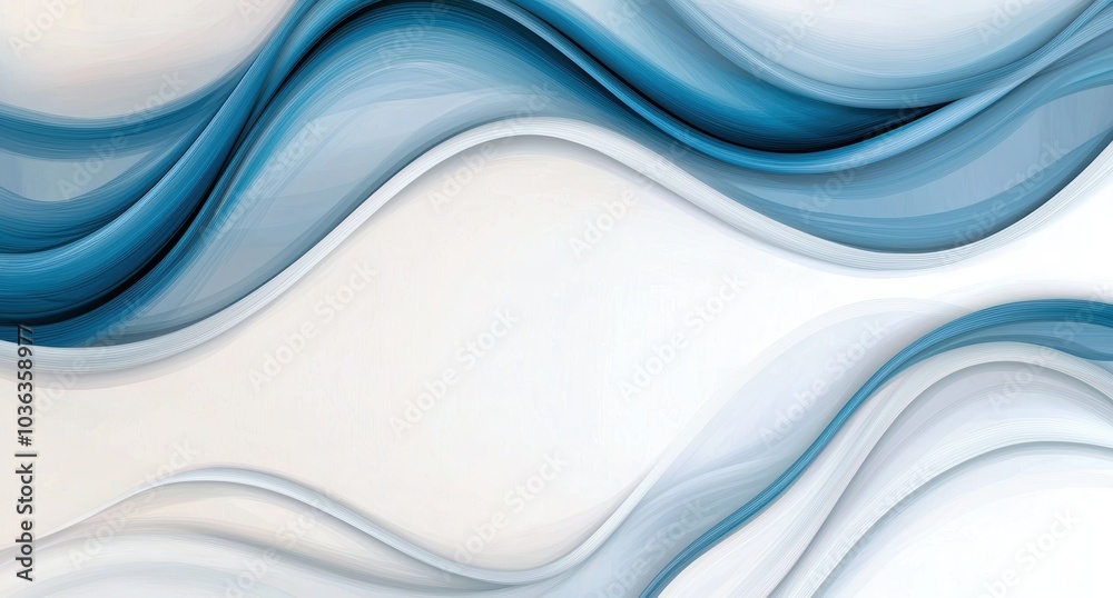 Obraz premium Flowing abstract waves of blue and white
