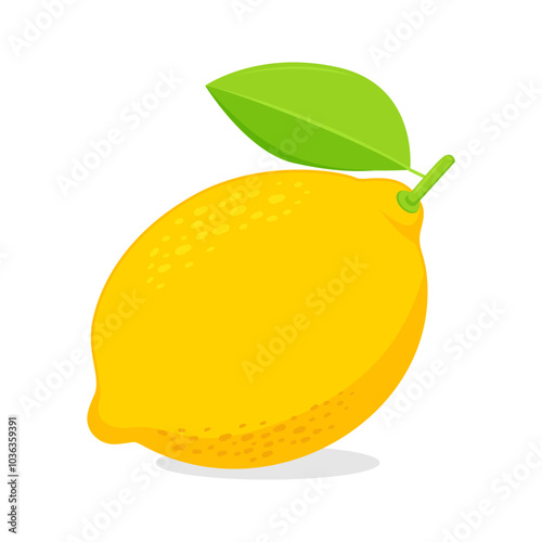 fresh yellow lemon fruit with leaf vector illustration, healthy sweet fruits