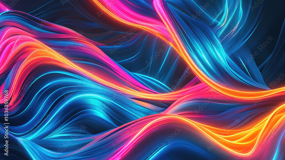 Naklejka premium Abstract Neon Wave Patterns