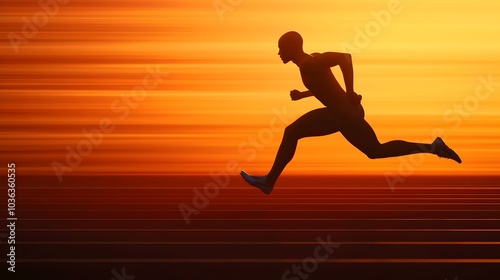 Athlete Sprinting on Track During Intense Race with Tense Muscles and Dynamic Action