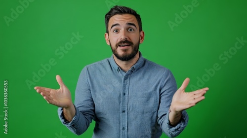 A man gesturing with his hands emphasizing a point during the discussion. photo