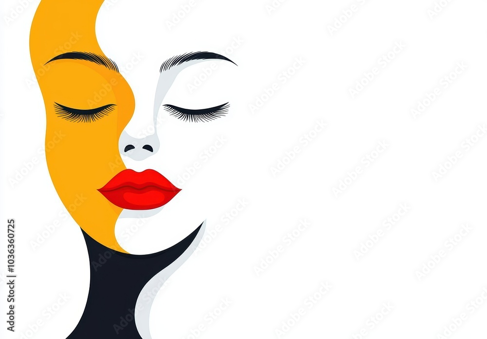 Stylized portrait of a woman's face with bold makeup Stylized portrait of a woman's face with bold makeup
