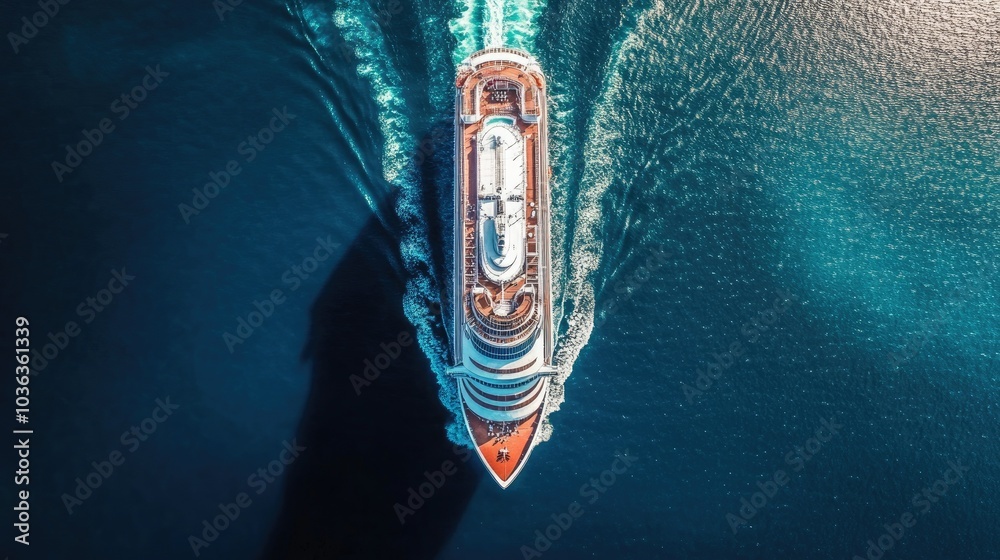 Overhead aerial view of a cruise ship. Holiday vacation background Overhead aerial view of a cruise ship. Holiday vacation background