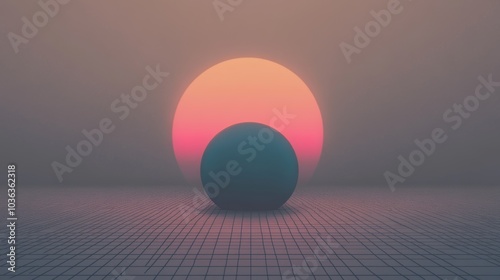 Abstract Sphere with Gradient Colors on Tiled Surface