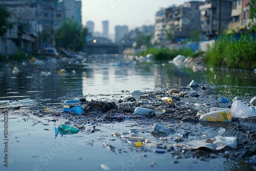 Water pollution in the river environment 