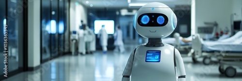 Future medical technology with AI robots improving patient care and diagnosis photo
