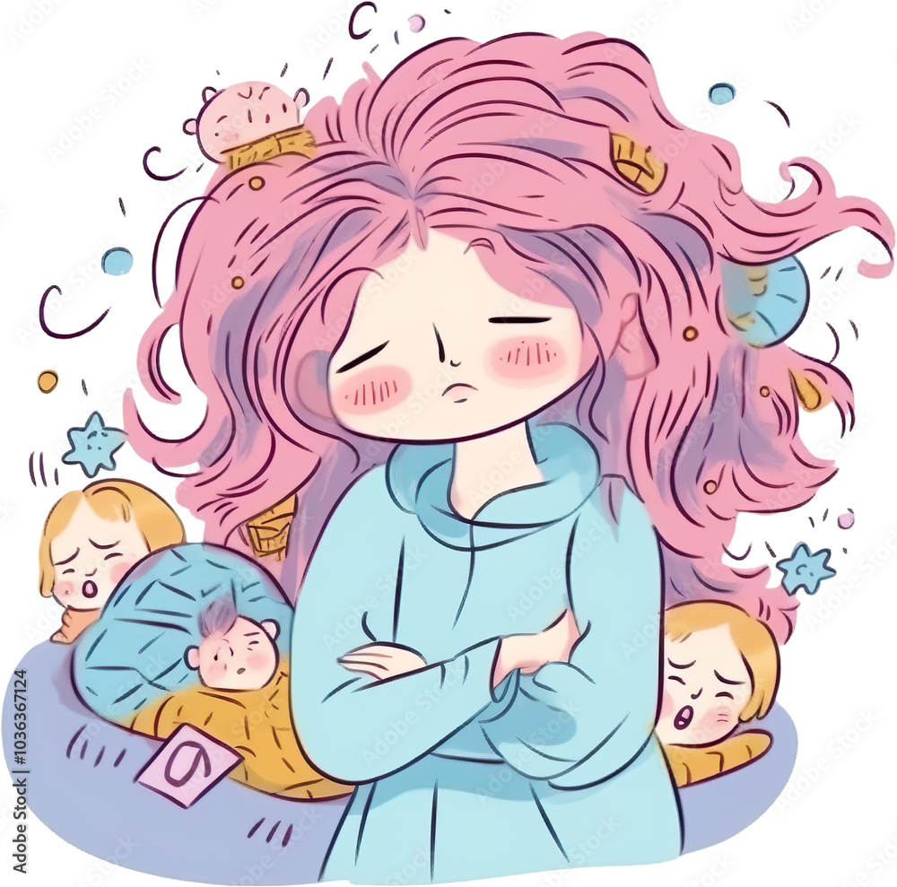 Sleepy Exhausted Illustration, mother,girl,women,tired,anxiety,character,Morning coffee, Sleepy Exhausted Illustration, mother,girl,women,tired,anxiety,character,Morning coffee,