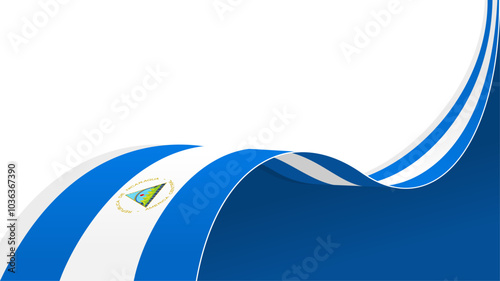 Foto wavy nicaragua flag vector background with copy space for text