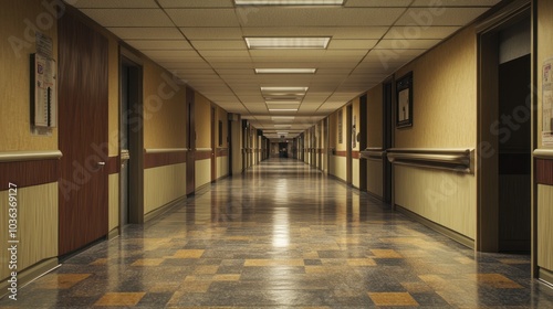 Hospital department offices and corridors with no activity