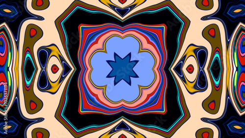 Abstract colorful psychedelic mandala background pattern for a summer music festival
