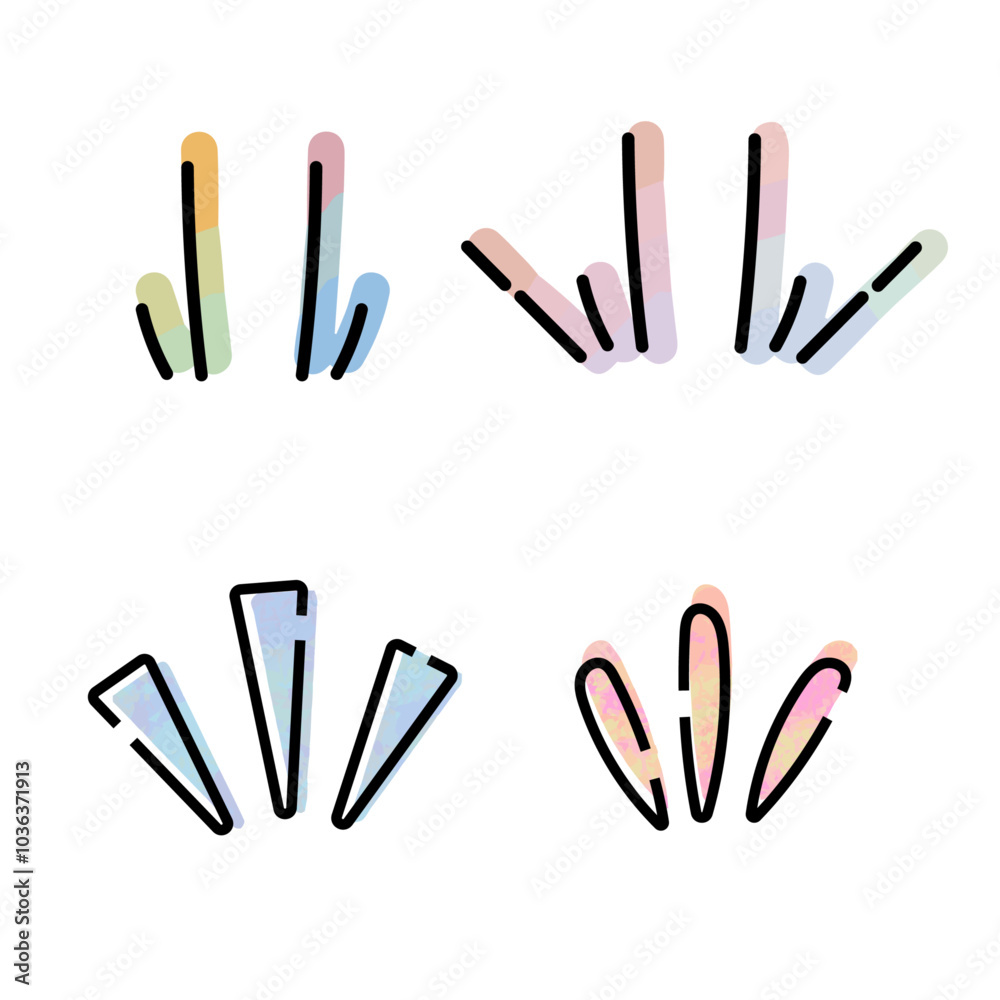 Fototapeta premium 水彩風手描きの線画吹き出し あしらいのベクターイラストセット
