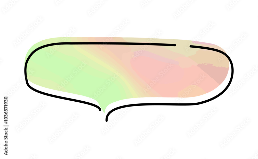 水彩風手描きの線画吹き出し あしらいのベクターイラスト 水彩風手描きの線画吹き出し あしらいのベクターイラスト