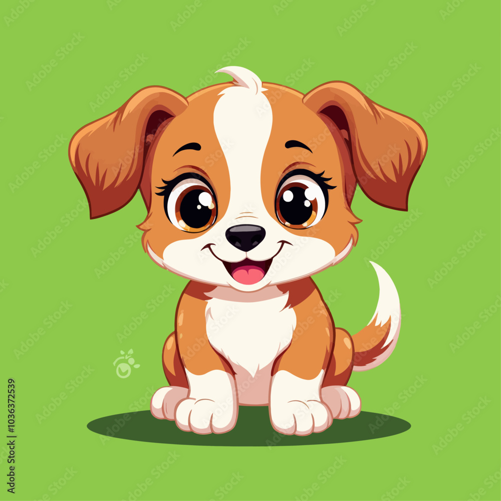 Fototapeta premium Cute Puppy Sitting on Grass