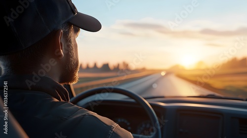 Powerful Semi Truck Driver on an Open Highway with Cargo photo