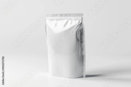 White stand-up pouch bag mockup with a zipper on a white background.