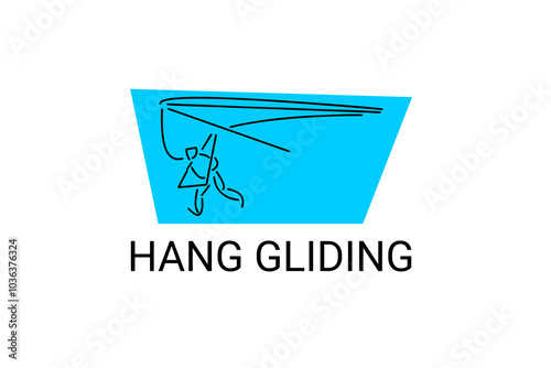 hang glider sport vector line icon. sportman, flying with hang glider. sport pictogram illustration.