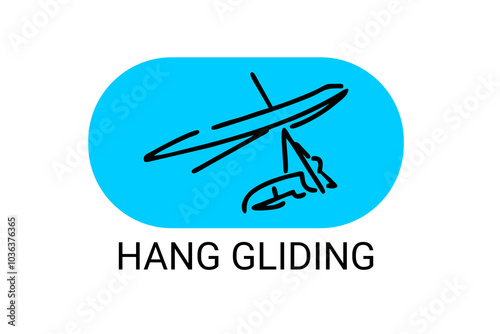 hang glider sport vector line icon. sportman, flying with hang glider. sport pictogram illustration.