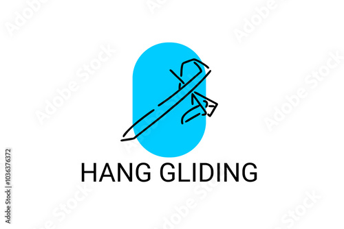 hang glider sport vector line icon. sportman, flying with hang glider. sport pictogram illustration.