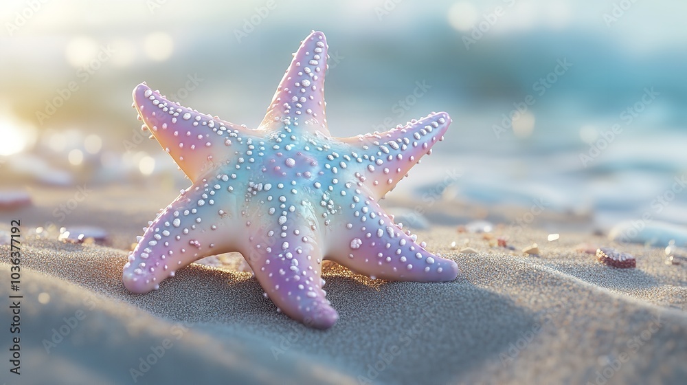 Charming 3D Cute Baby Starfish with Soft Pastel Colors Sitting Playfully on a Vibrant Underwater Reef Charming 3D Cute Baby Starfish with Soft Pastel Colors Sitting Playfully on a Vibrant Underwater Reef