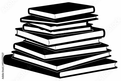 Books icon, stack of black books silhouette vector	
