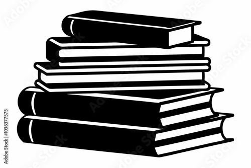 Books icon, stack of black books silhouette vector	
