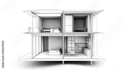 Obraz na płótnie House plan sketch 3D drawing w salonie