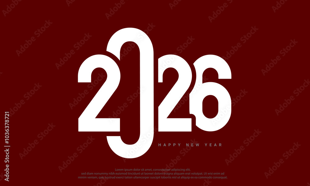 2026 Flat Typography Design for Happy New Year Celebration. 2026 Flat Typography Design for Happy New Year Celebration.