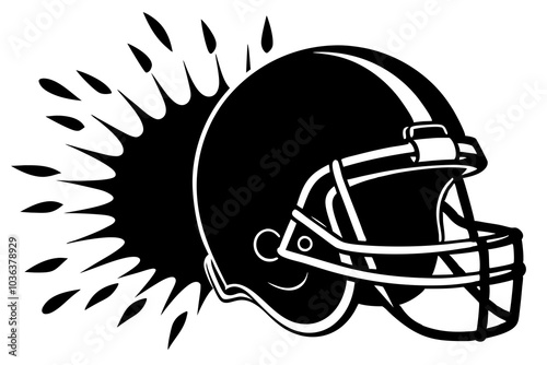 American football player helmet silhouette vector.