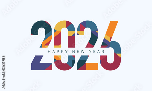 2026 Flat Colorful Typography Design for New Year Celebration.