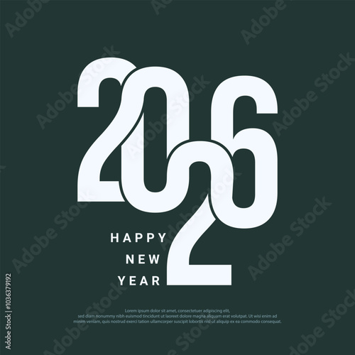 2026 Flat Typography Design for New Year Celebration.