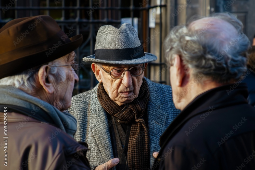 Elderly men on the street in the old town of Prague Elderly men on the street in the old town of Prague