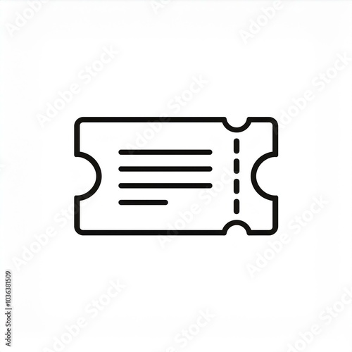 ticket black line icon isolated on white