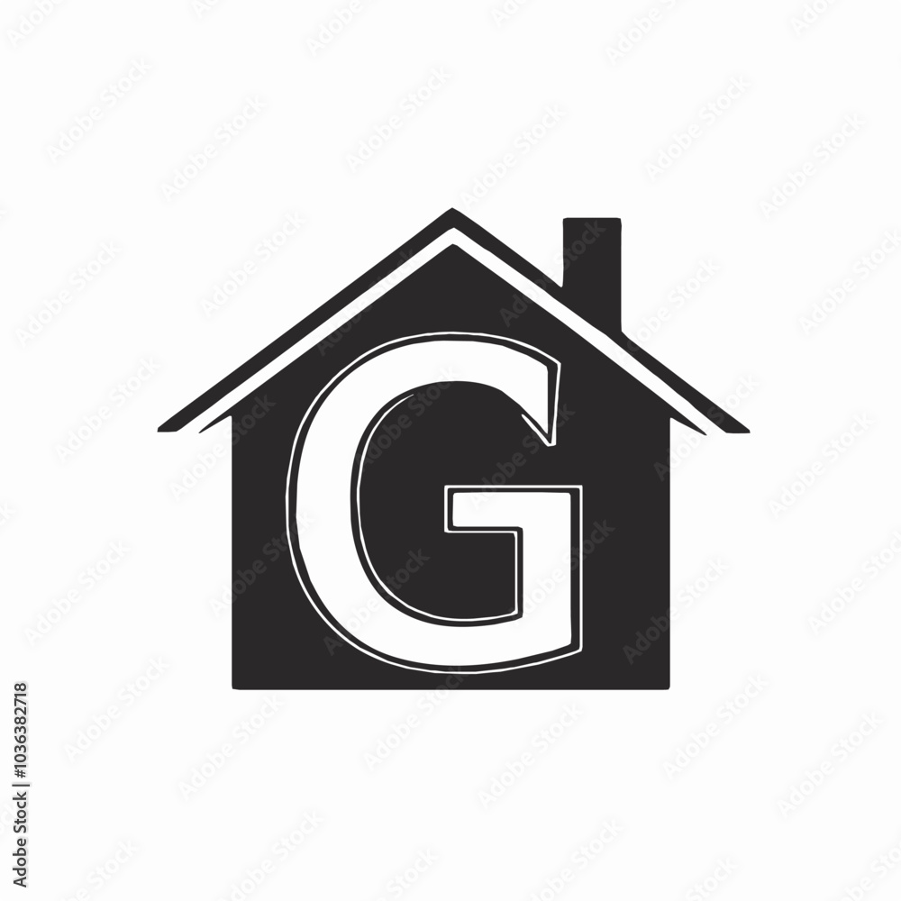 Simple black silhouette logo of a G letters house isolated on a white background, G letters house silhouette Design Vector, 3d house icon, home icon on black background, illustration of a house Logo Simple black silhouette logo of a G letters house isolated on a white background, G letters house silhouette Design Vector, 3d house icon, home icon on black background, illustration of a house Logo