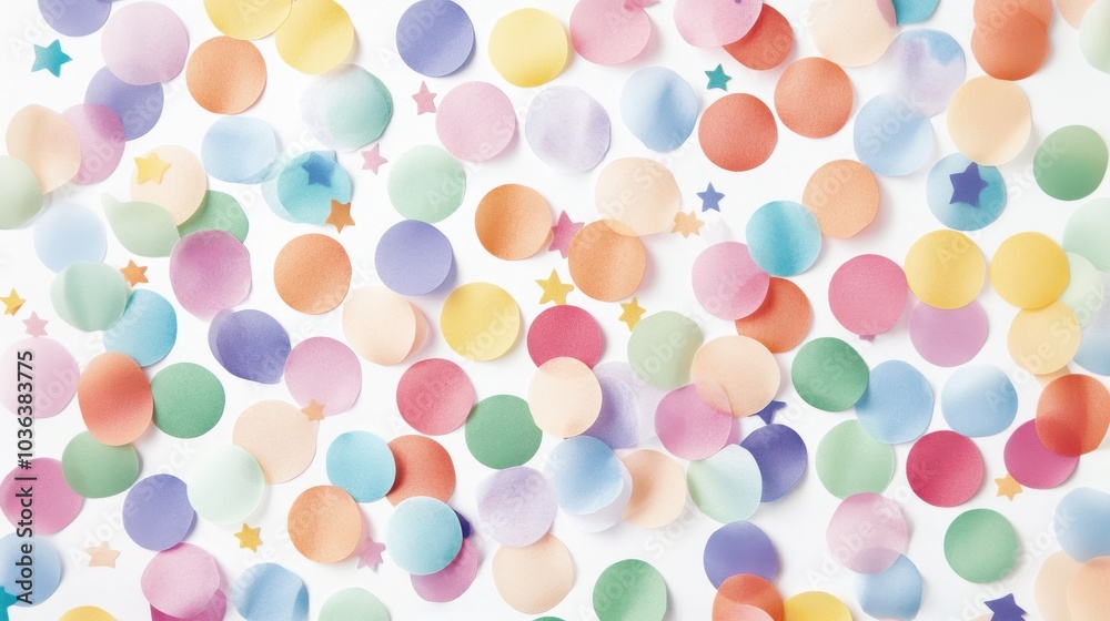 Colorful Confetti in Various Shapes on White Background Colorful Confetti in Various Shapes on White Background