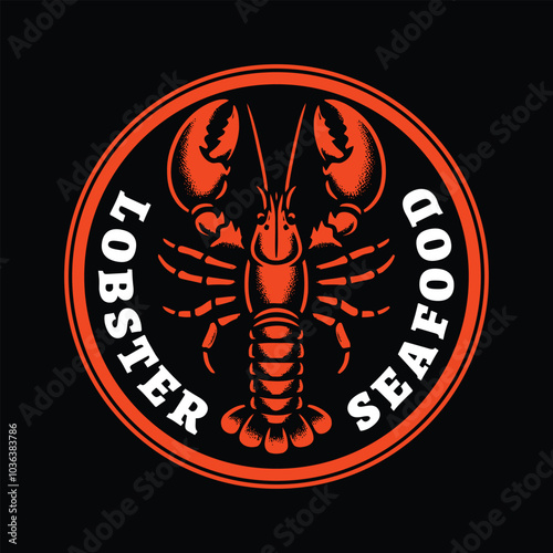 Lobster seafood vintage badge logo design