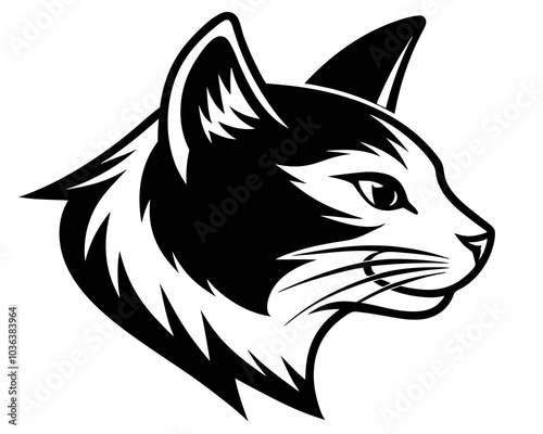 cat head side view black design cats logo vector silhouette 