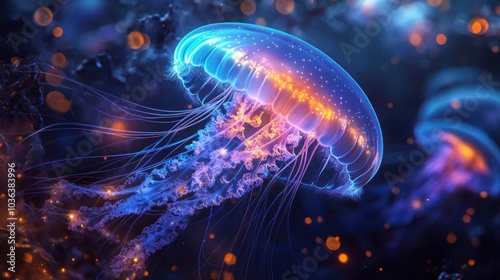 Glowing Jellyfish Underwater