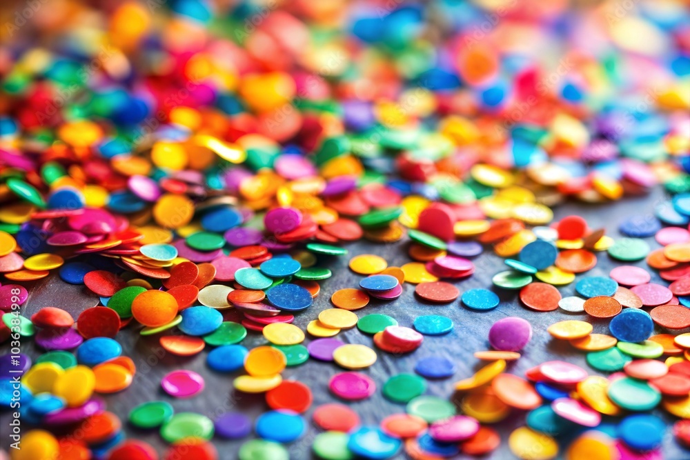 Festive colorful confetti on dark surface Festive colorful confetti on dark surface