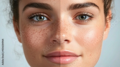 Natural Skin Texture Comparison with Freckles and Smoothness photo