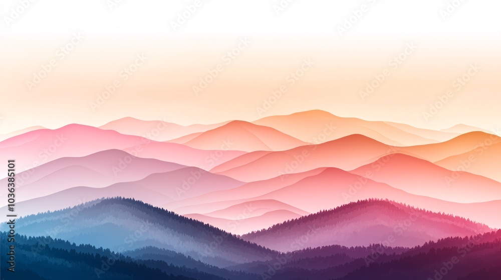 Fototapeta premium Serene Colorful Mountain Landscape at Dusk