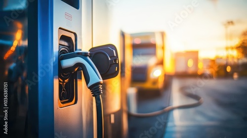 Wallpaper Mural Electric vehicle charging station at sunset, showcasing sustainability and clean energy. Torontodigital.ca