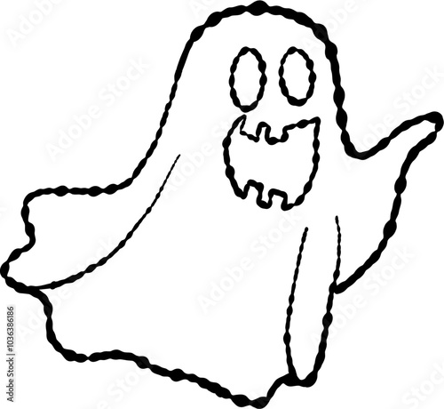 Hand Drawn Doodle Ghost Illustration