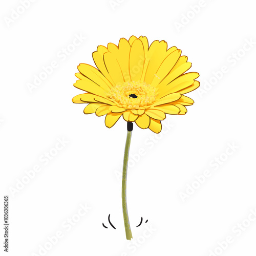 Beautiful yellow daisy gerbera on a isolated white background (15)