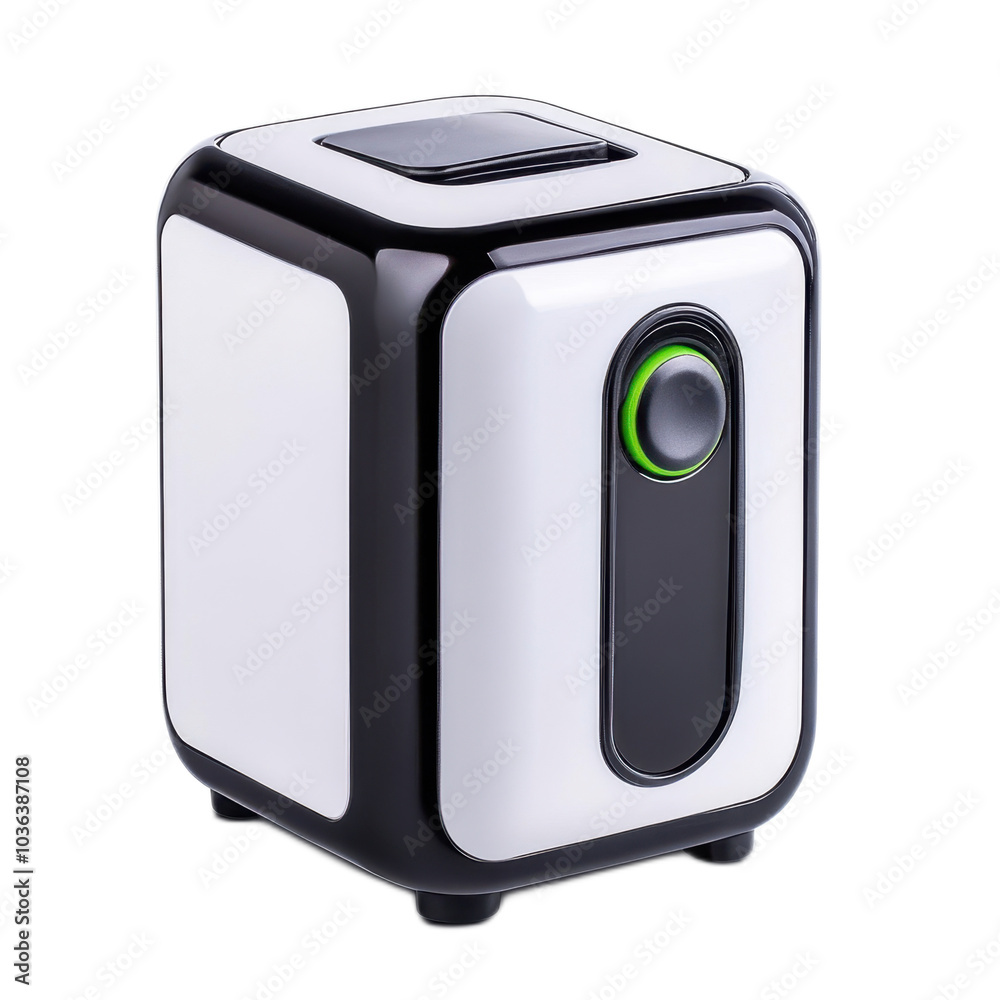 Modern White and Black Air Purifier with Green Button Modern White and Black Air Purifier with Green Button