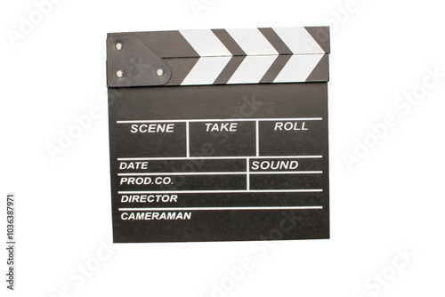 Movie Clapperboard Isolated on White Background for Film and Video Production photo