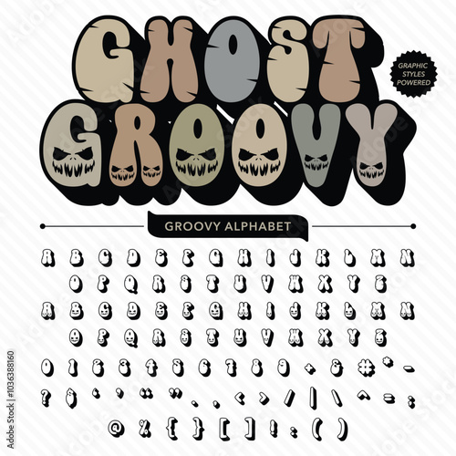 Black and White Ghost Groove Retro Vintage Display Bold Font alphabet