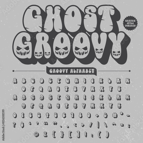 Just Outline Effect Ghost Groove Retro Vintage Display Bold Font alphabet.