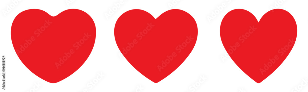 Set of hearts in red color, Red heart icons set vector, Set of 15 hearts of different shapes for web. Heart collection. vector illustration. Set of hearts in red color, Red heart icons set vector, Set of 15 hearts of different shapes for web. Heart collection. vector illustration.